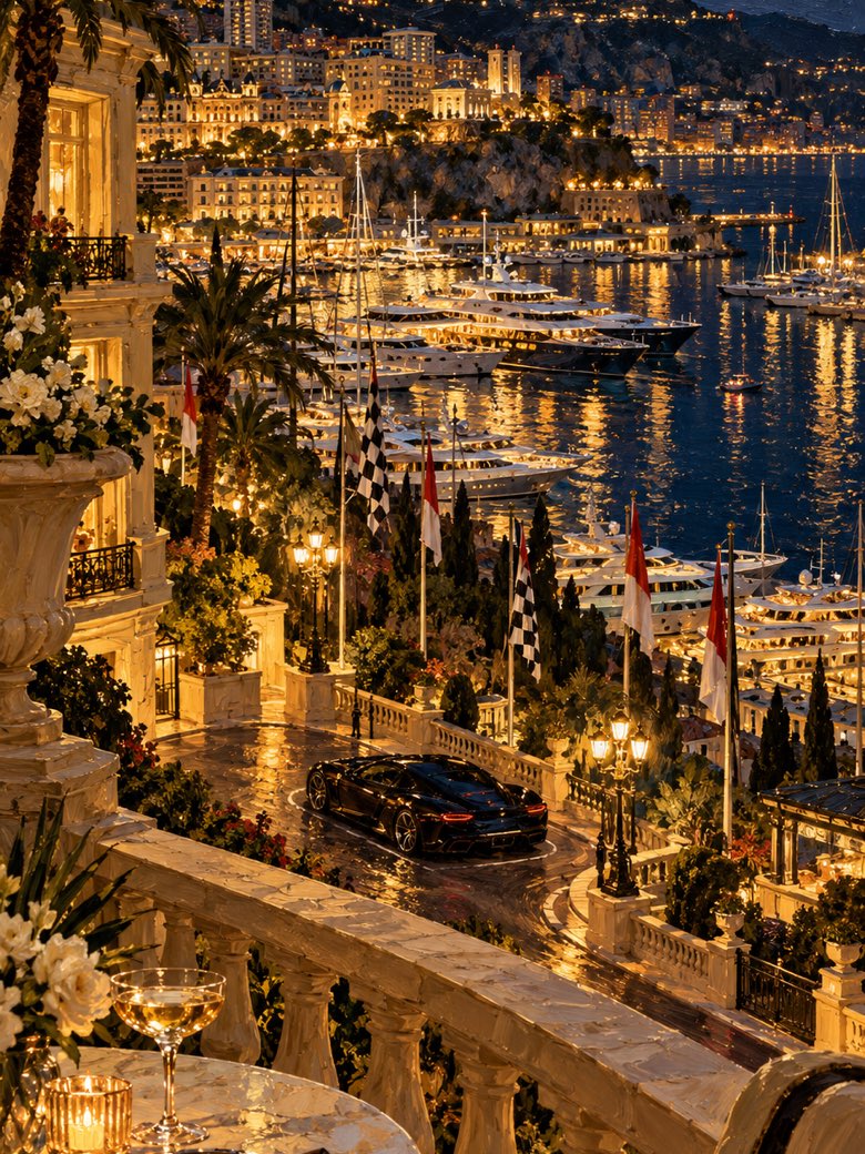 Compressed oil paint preview of a Monaco harbor LARP wallpaper