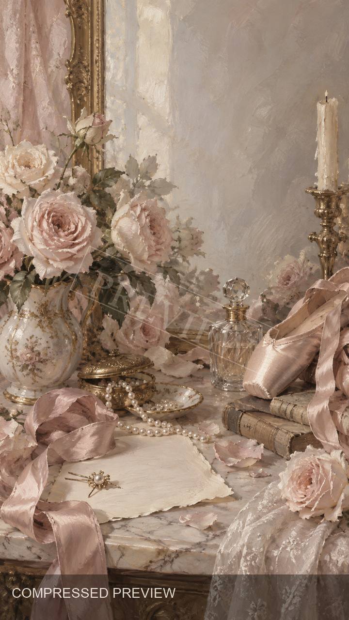 Compressed preview of a romantic rose atelier wallpaper
